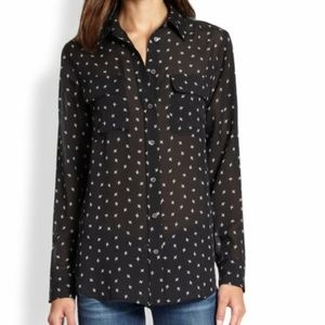Equipment Silk Button Down Fleur-de-lis Pattern